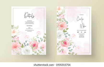 Beautiful wedding invitation with soft floral ornament