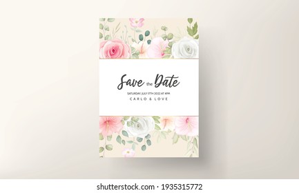 Beautiful wedding invitation with soft floral ornament