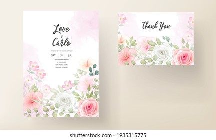 Beautiful wedding invitation with soft floral ornament