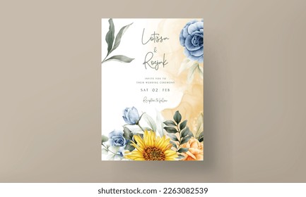 beautiful wedding invitation template with spring flower