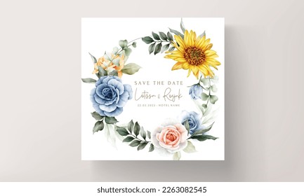 beautiful wedding invitation template with spring flower