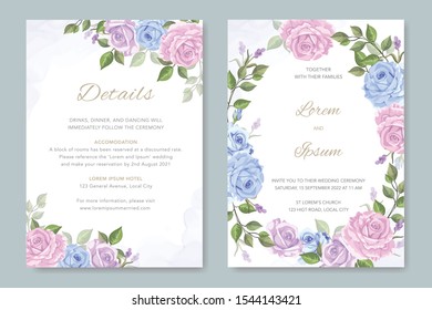 beautiful wedding invitation templates with flower vector