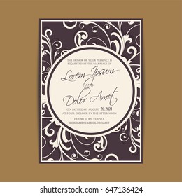 Beautiful wedding invitation with vintage floral elements. Can be used as birthday card or party invitation.