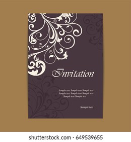 Beautiful wedding invitation with vintage floral elements.