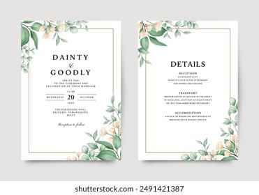 Beautiful wedding invitation with watercolor floral