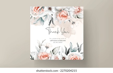 beautiful wedding invitation with watercolor flower