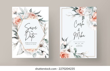 beautiful wedding invitation with watercolor flower