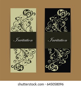 Beautiful wedding invitations with vintage floral elements.