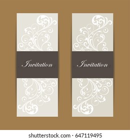Beautiful wedding invitations with vintage floral elements.