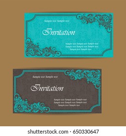 Beautiful wedding invitations with vintage floral elements.