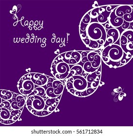 Beautiful wedding lacy design on violet background