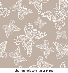 Beautiful wedding seamless pattern with butterflies. Perfect for background greeting cards and invitations of the Wedding, Birthday and Valentines Day.