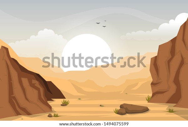 スカイロッククリフの美しい西砂漠の風景マウンテンベクターイラスト のベクター画像素材 ロイヤリティフリー