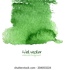  Beautiful wet green vector watercolor background. It is vector