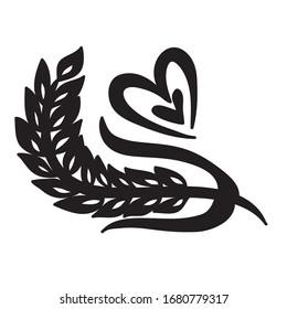 Beautiful wheat and heart. Vector illustration