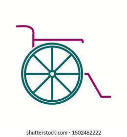 Beautiful wheel chair vector line icon