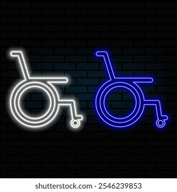 beautiful wheelchair in white neon lighting.