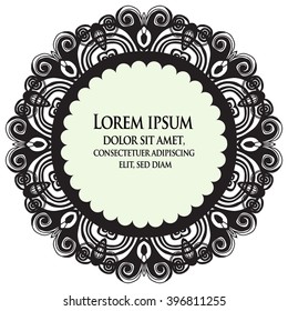 Beautiful and whimsical card design. Black and white vector.