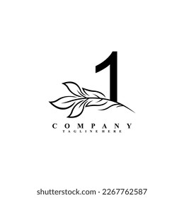 schönes weißes 1 Logo-Design mit luxuriöser Blume. Anfangsbuchstaben 1 Monogramm. florales Logo. geeignet für Logos von Schönheit, Spa, Salon, Boutique, Unternehmen, Business, Hotel, Marke usw.
