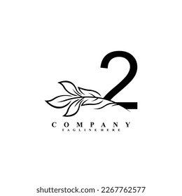 bonito diseño de logotipo blanco 2 con flor de lujo. Símbolo inicial de 2 monograma. logotipo floreciente. adecuado para logotipos de belleza, spa, salón, boutique, empresa, negocios, hotel, marca, etc