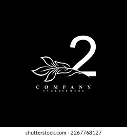 bonito diseño de logotipo blanco 2 con flor de lujo. Símbolo inicial de 2 monograma. logotipo floreciente. adecuado para logotipos de belleza, spa, salón, boutique, empresa, negocios, hotel, marca, etc