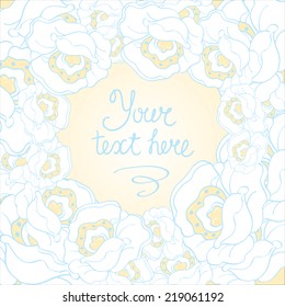 Beautiful white and blue flower vector invitation frame for your sample text