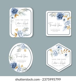 beautiful white blue and gold floral label collection