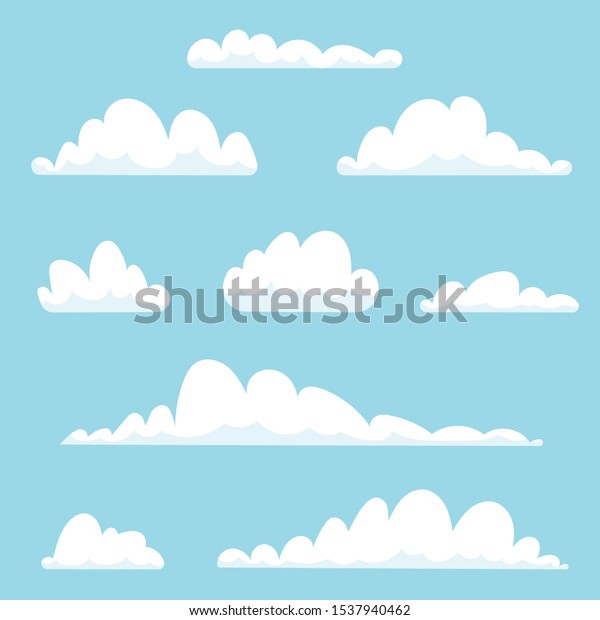 Beautiful White Cartoon Cloud Set Isolated Stock Vector Royalty Free 1537940462