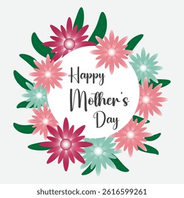 Beautiful White Daisies with Happy Mother’s Day Card Floral Celebration Background
