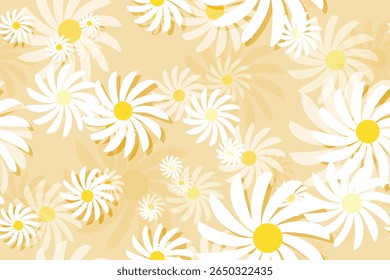 
Bonita flor branca margarida com núcleo amarelo flor padrão fundo