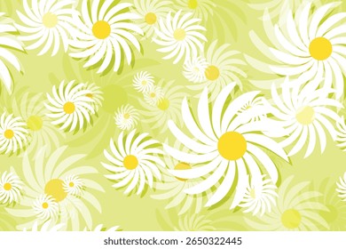 
Bonita flor branca margarida com núcleo amarelo flor padrão fundo