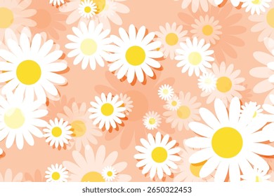 
Bonita flor branca margarida com núcleo amarelo flor padrão fundo