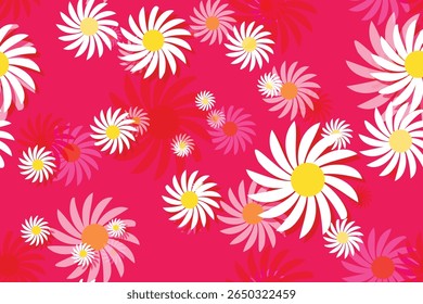 
Bonita flor branca margarida com núcleo amarelo flor padrão fundo