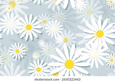 
Bonita flor branca margarida com núcleo amarelo flor padrão fundo