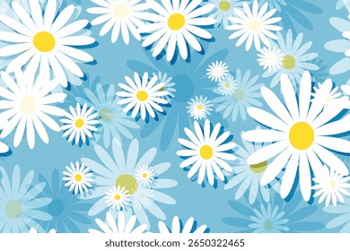 
Bonita flor branca margarida com núcleo amarelo flor padrão fundo