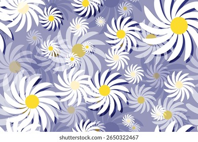 
Bonita flor branca margarida com núcleo amarelo flor padrão fundo