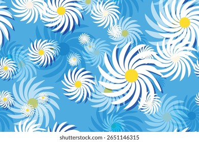 
Bonita flor branca margarida com núcleo amarelo flor padrão fundo