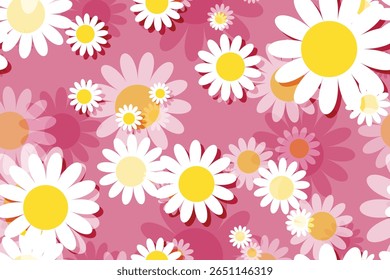 
Bonita flor branca margarida com núcleo amarelo flor padrão fundo