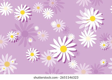 
Bonita flor branca margarida com núcleo amarelo flor padrão fundo