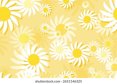 
Bonita flor branca margarida com núcleo amarelo flor padrão fundo