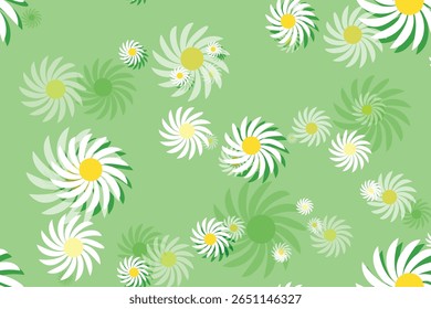 
Bonita flor branca margarida com núcleo amarelo flor padrão fundo