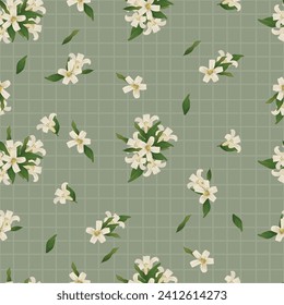 beautiful white flower arrangement seamless pattern