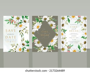 Beautiful white flower wedding invitation card set