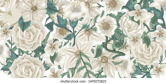 Beautiful white flowers design background
