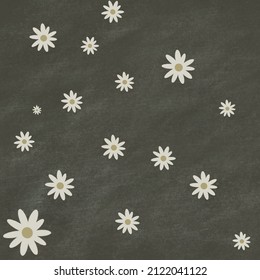 Beautiful white flowers on a grey background pattern