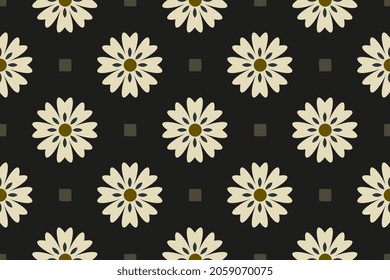 Beautiful white flowers pattern seamless classic background spring summer season floral trend. Modern stylish abstract geometical nature fabric design textile swatch ladies dress allover print block. svg