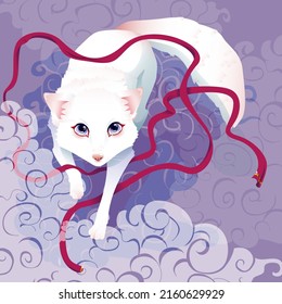 beautiful white fox vector illustration