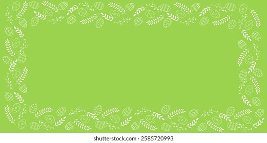 Beautiful white frame with Easter eggs composition. Decorative element for design invitation, banner, greeting card. Vector illustration