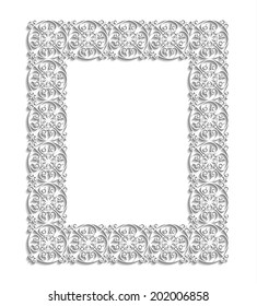 Beautiful white frame with shadow on white background