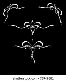 Beautiful a white gift bow on a black background, a vector.